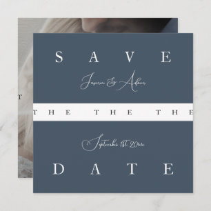 Royal Blue Opulence Simple Photo Wedding Save The Date