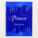 Royal blue paint drips name appointment 2026 planner<br><div class="desc">Royal blue background, decorated with paint dripping look. Personalise and add a year and name. White letters.</div>