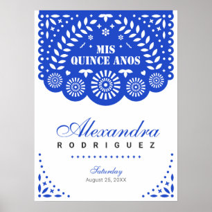 Royal Blue Papel Picado Mis Quince Años Poster