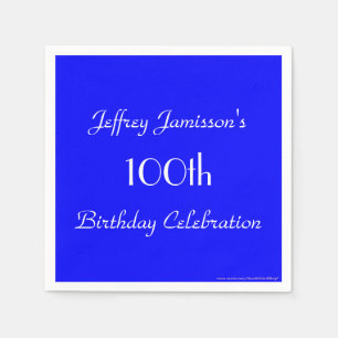 Royal Blue Paper Napkins, 100th Birthday Party Napkin