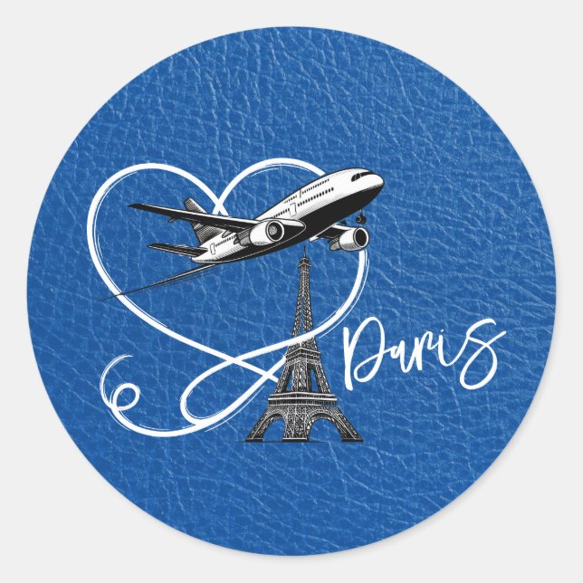 Royal Blue Paris Passport  Classic Round Sticker (Front)