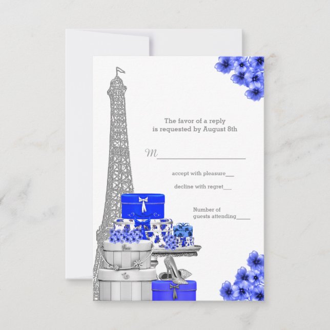 Royal Blue Paris RSVP Card (Front)