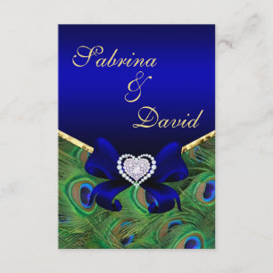 Royal Blue Peacock Reception card