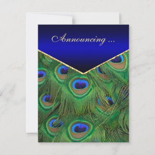 Royal Blue Peacock Wedding Announcement