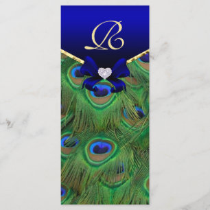 Royal Blue Peacock Wedding Program Rack Card