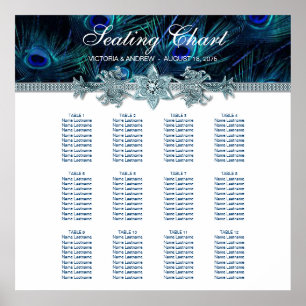Royal Blue Peacock Wedding Seating Chart