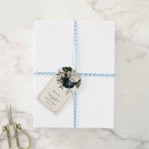 Royal Blue Peony Wedding with Gold Frame Gift Tags