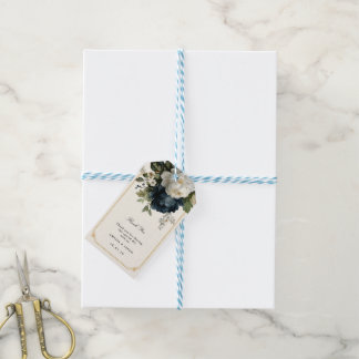 Royal Blue Peony Wedding with Gold Frame Gift Tags