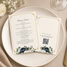 Royal Blue Peony Wedding with Gold Frame RSVP