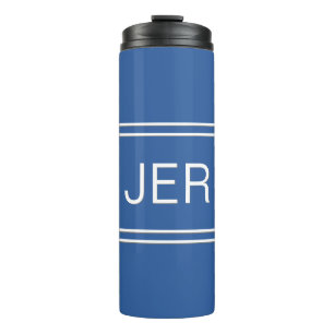 Royal Blue Personalised Monogram Initials Drink Thermal Tumbler