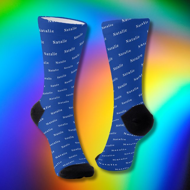 Royal Blue Personalised Name Socks Custom Text (Creator Uploaded)
