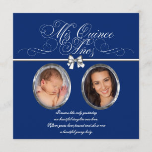 Royal Blue Photo Quinceanera Invitations