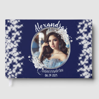 Royal Blue Photo Vintage Boho Quinceañera Spanish Guest Book