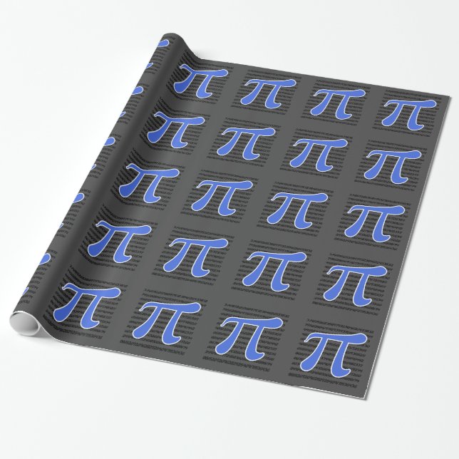 Royal Blue Pi Symbol Wrapping Paper (Unrolled)