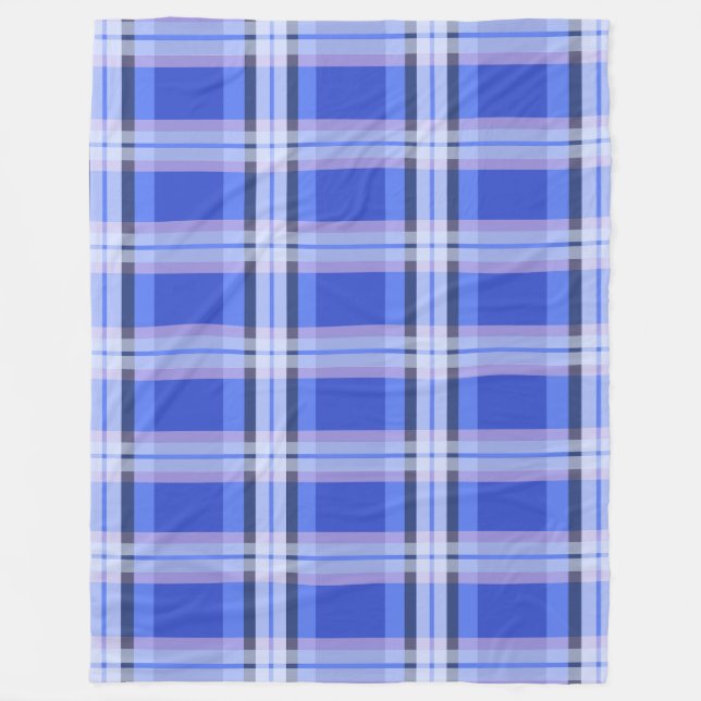 Royal Blue Plaid Seamless Pattern Fleece Blanket (Front)