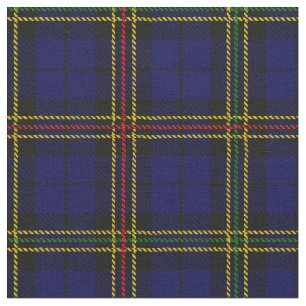 Royal blue plaid - yellow, red, green black stripe fabric