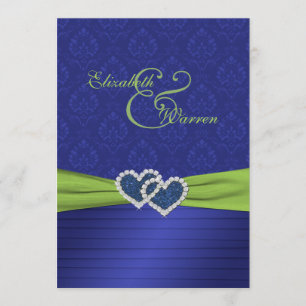 Royal Blue Pleats and Chartreuse Invitation