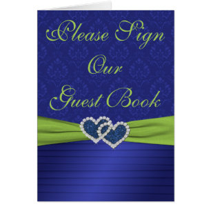 Royal Blue Pleats and Chartreuse Table Card