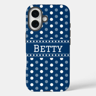 Royal Blue Polka Dot iPhone 16 Case