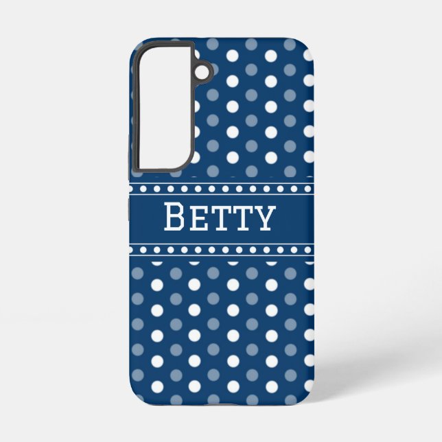 Royal Blue Polka Dot Samsung Galaxy S22 Case (Back)