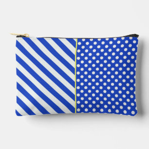 Royal Blue Polka Dots and Stripes by ShirleyTaylor Accessory Pouch