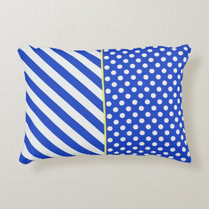 Royal Blue Polka Dots And Stripes by STaylor Decorative Cushion
