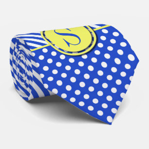 Royal Blue Polka Dots and Stripes-Monogram STaylor Tie