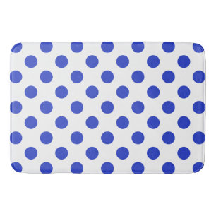 Royal blue polka dots bath mat