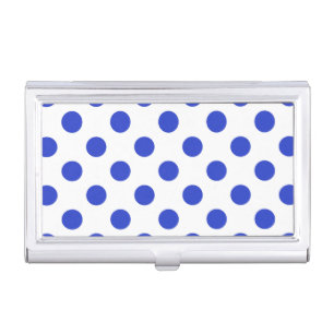 Royal blue polka dots business card holder