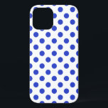 Royal blue polka dots iPhone 12 case<br><div class="desc">Royal blue polka dots on white background</div>