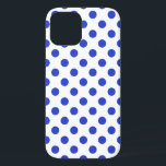 Royal blue polka dots iPhone 12 case<br><div class="desc">Royal blue polka dots on white background</div>
