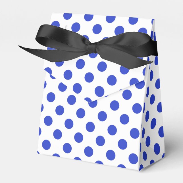 Royal blue polka dots favour box (Front Side)