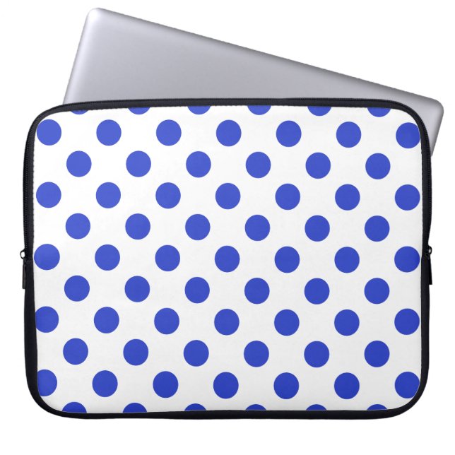 Royal blue polka dots laptop sleeve (Front)