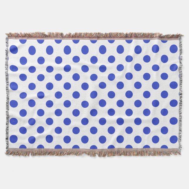 Royal blue polka dots throw blanket (Front)