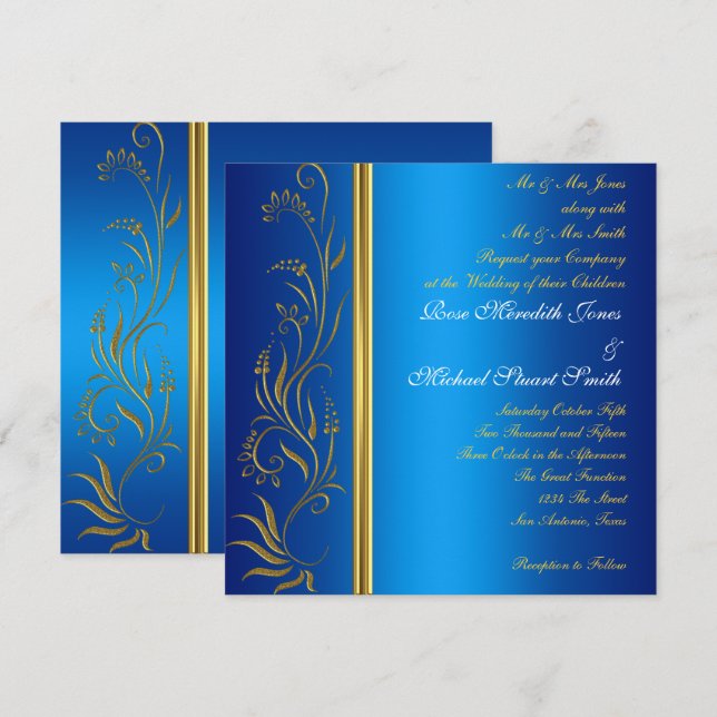 Royal Blue Popular Wedding Invitation (Front/Back)