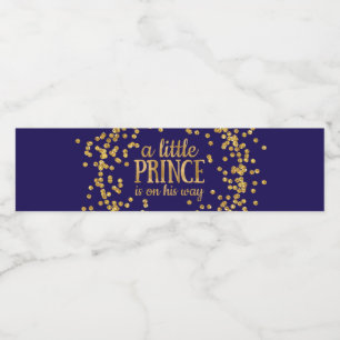 Royal Blue Prince Baby Shower Water Bottle Labels