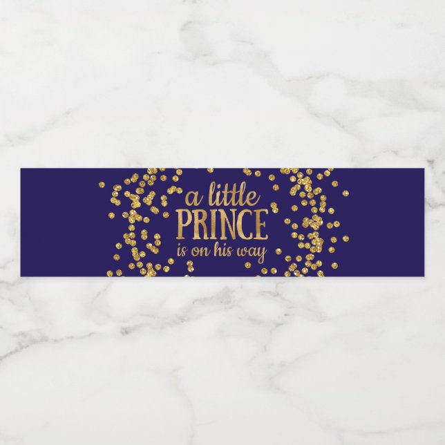 Royal Blue Prince Baby Shower Water Bottle Labels (Single Label)