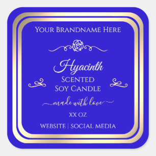 Royal Blue Product Label Gold Frame Vintage Rose