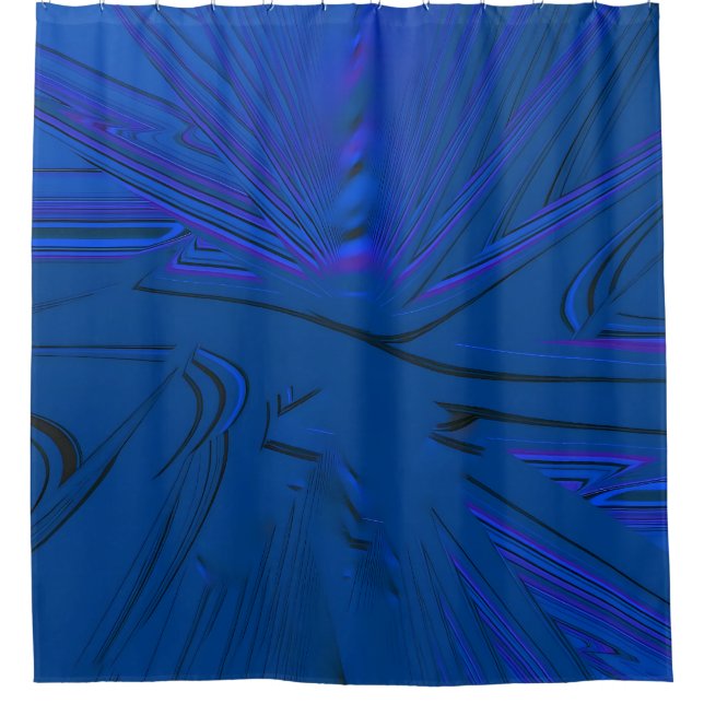 Royal Blue, Purple Black Chic Shower Curtain (Front)