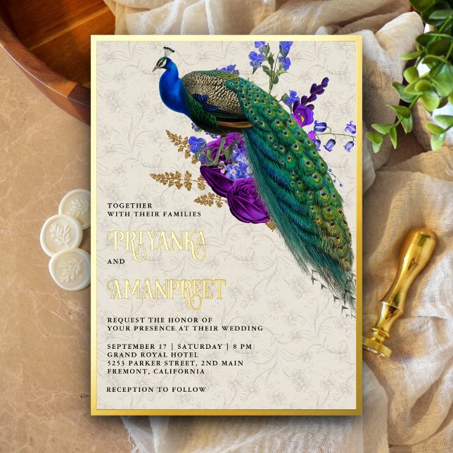 Royal Blue Purple Floral Indian Peacock Wedding (Creator Uploaded)