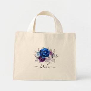 Royal Blue Purple Navy Lilac Blooms Wedding Mini Tote Bag