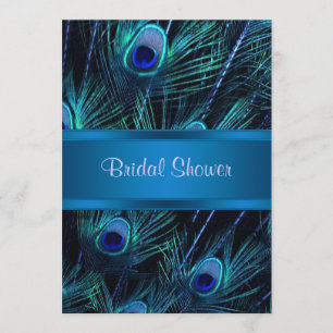 Royal Blue Purple Peacock Bridal Shower Invitation