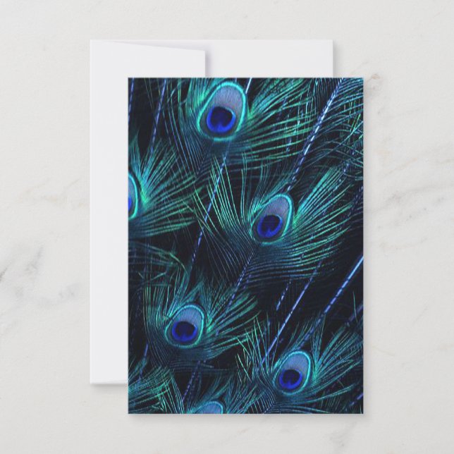 Royal Blue Purple Peacock Feathers Wedding Invitation (Front)