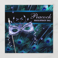 Royal Blue Purple Peacock Masquerade Party