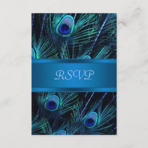 Royal Blue Purple Peacock Wedding RSVP Cards