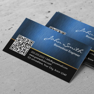 Royal Blue QR code Biomedical Business Card