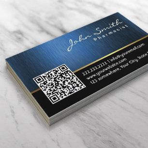 Royal Blue QR code Pharmacist Business Card