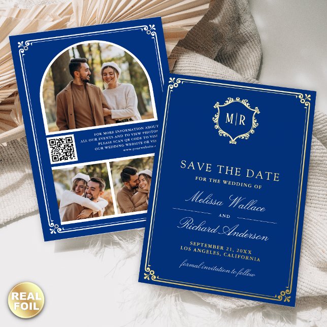 Royal Blue QR Code Photo Wedding Save the Date (Creator Uploaded)