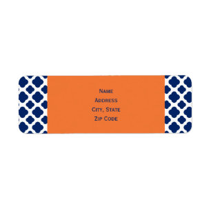 Royal Blue Quatrefoil Pattern with Orange