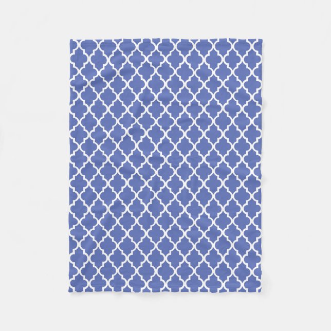 Royal Blue Quatrefoil Tiles Pattern Fleece Blanket (Front)